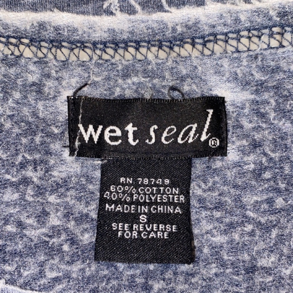 Crew neck wide neck. Distress blue wash color. Wet seal size small front pocket. - Picture 2 of 3